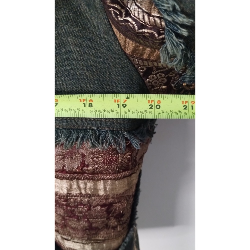 Vintage Town & Travel Denim Metallic Silk Blend Patchwork Jacket Women Sz Large - Picture 11 of 14